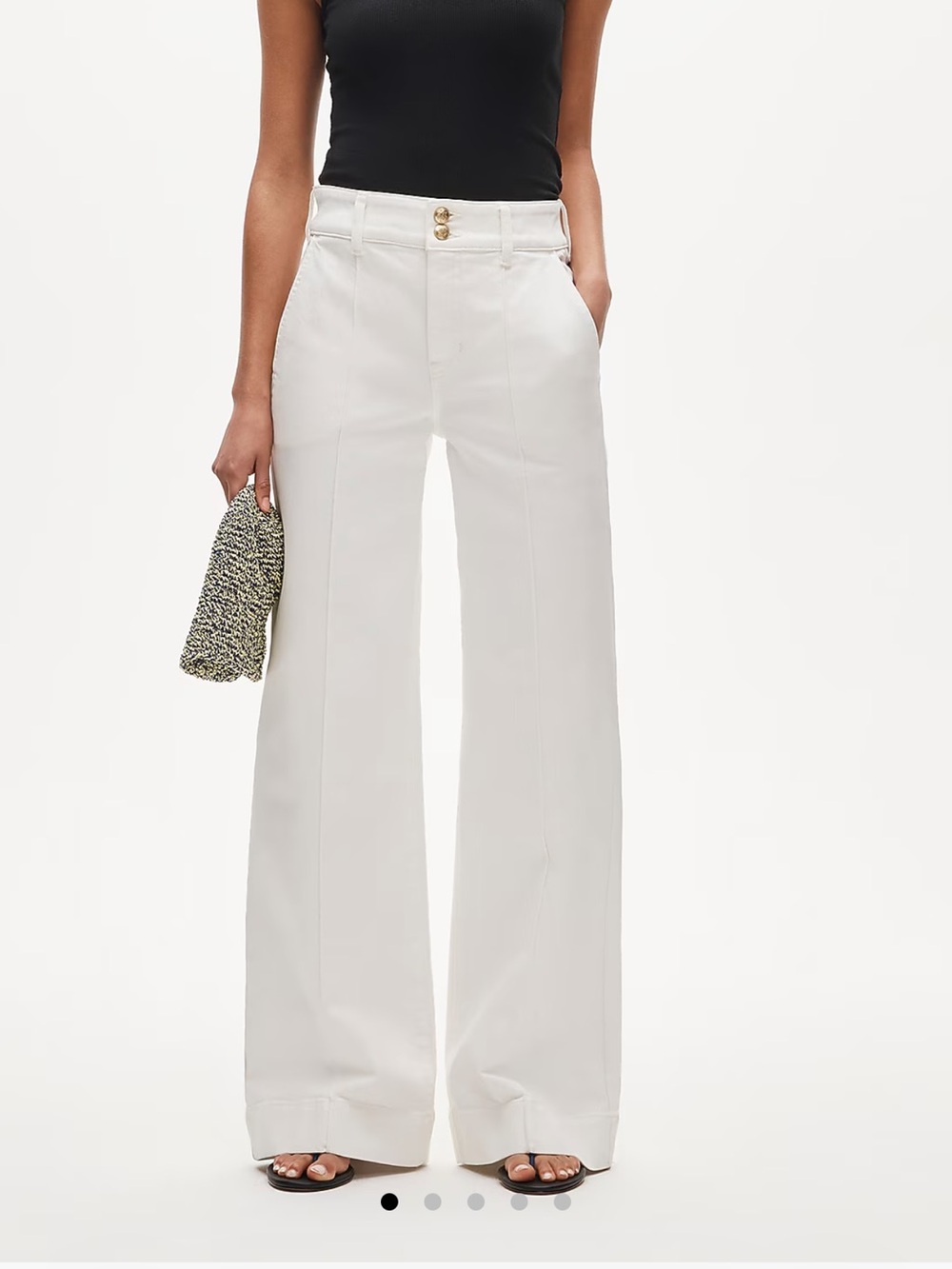 J. Crew White Denim Trouser Jean with Stacked Buttons